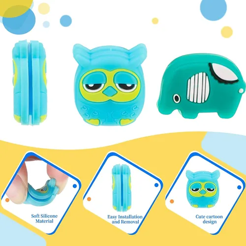Miniatura 3 de Chalyna 25 piezas de raqueta de tenis amortiguadores de vibraciones de dibujos animados de silicona para raqueta de tenis, raquetball