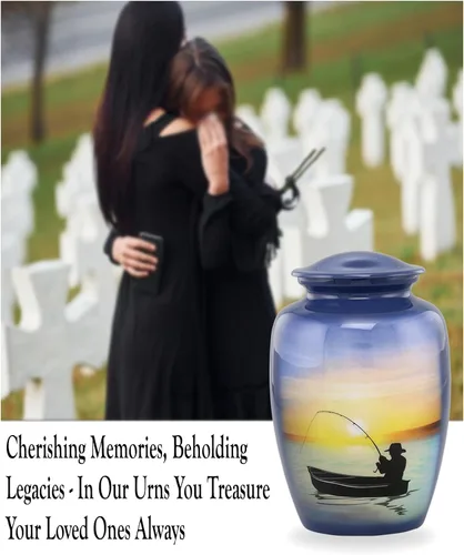 Miniatura 3 de Urna de pesca – Urna de cremación de pesca de tamaño completo – Urnas para adultos para hombres y mujeres – Urnas funerarias y conmemorativas
