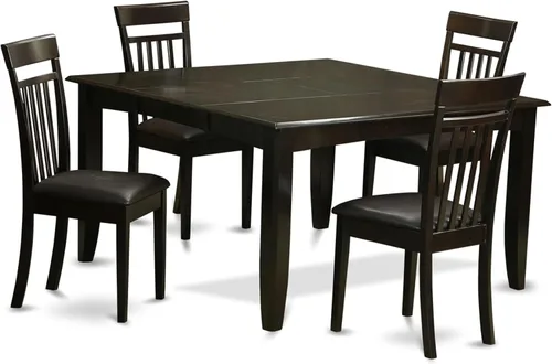 Miniatura 8 de East West Furniture PFCA7-CAP-W - Juego de mesa de comedor moderno de 7 piezas que consta de una mesa cuadrada de madera con hoja de mariposa y 6