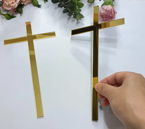 Miniatura 12 de 12 dijes para tartas de cruz, decoración de bautizo para tartas, confirmación de bautismo de acrílico delgado, decoración de pastel de cruz acrílica