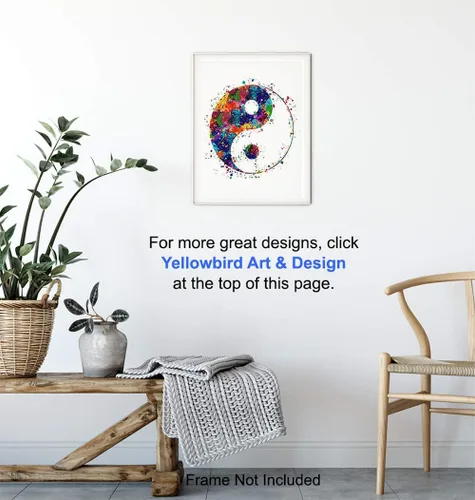 Miniatura 5 de Yin Yang - Impresión artística inspiradora de acuarela zen, foto sin marco de 8 x 10 pulgadas, regalo motivacional para meditación, fanáticos