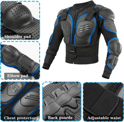 Miniatura 3 de Reomoto Chaqueta de motocicleta para niños, equipo de motocross, chaqueta de armadura de cuerpo completo para ciclismo, MTB, ATV, patinaje, esquí
