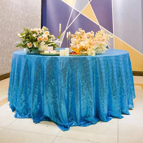 Miniatura 23 de Mantel de lentejuelas de 60 x 102 pulgadas, azul bebé, para boda, fiesta, despedida de soltera, rectangular