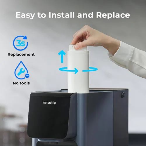 Miniatura 6 de Waterdrop Filtro de repuesto, repuesto para dispensador de agua caliente y fría de ósmosis inversa de Waterdrop y encimera, 6 meses de vida útil