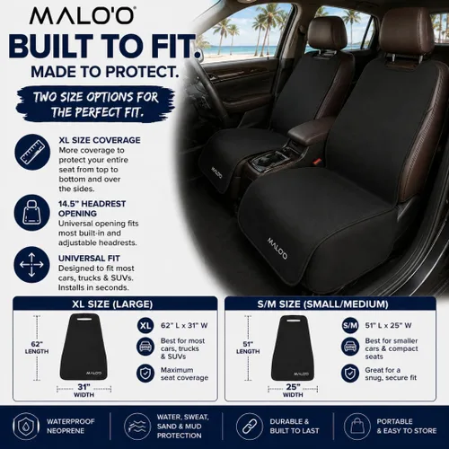 Miniatura 3 de Malo'o Funda impermeable para asiento de automóvil, protector universal de asiento de neopreno para automóviles, camiones y SUV, protege contra