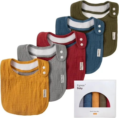 Baberos de muselina para bebés niños y niñas, babero de muselina orgánica para bebé para babeo y dentición, baberos suaves de bandana para babeo de