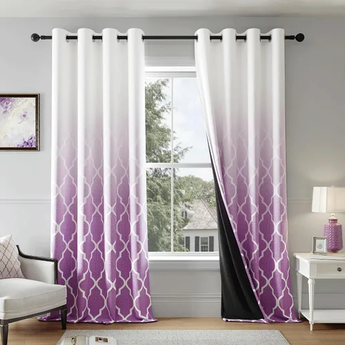 Miniatura 12 de Cortinas Metro Parlor Ombre 100% opacas de 72 pulgadas de largo, 2 paneles para sala de estar, dormitorio con patrón geométrico marroquí azul