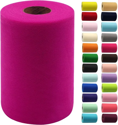 Miniatura 36 de Rollos de tela de tul de 6 pulgadas por 100 yardas (300 pies) Carrete de cinta de tul para manualidades, tutú, arco para la cabeza, decoración