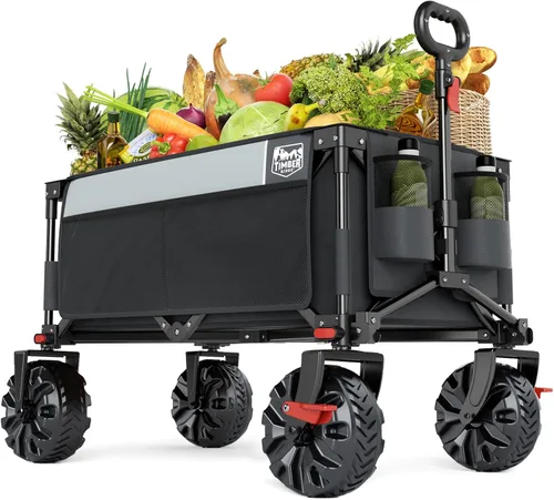 Timber Ridge Carro plegable utilitario plegable resistente con ruedas todo terreno para compras al aire libre, camping, jardín, deportes, con bolsa