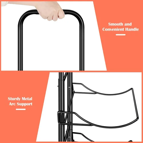 Miniatura 5 de Soporte para botella de agua de 5 galones, soporte dispensador de jarra de agua movible de 3 niveles con 4 ruedas, organizador de botellas de agua