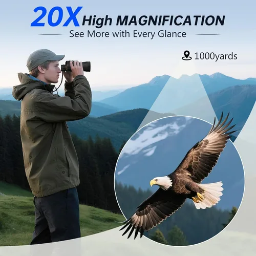 Miniatura 2 de Binoculares 20x52 para Adultos de Alta Potencia - ERUIDI Binoculares para Observación de Aves con Vista de Largo Alcance para Crucero Caza Viaje