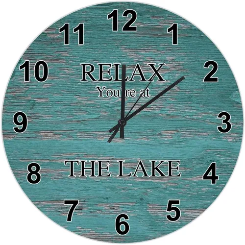 Miniatura 19 de UFunhome Reloj de pared de granja Lake Relax You're at The Lake Silent Non-Ticking Vintage Country reloj de grano de madera a pilas para el hogar