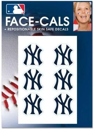 WinCraft Tatuajes faciales de los Yankees de Nueva York de la MLB, colores del equipo, talla única