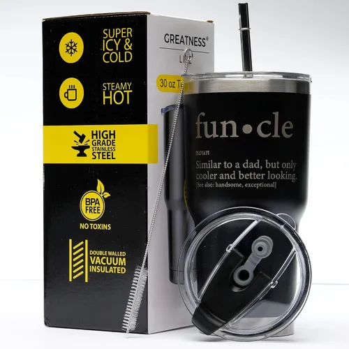 Miniatura 3 de Greatness Line Funcle Uncle Idea de regalo para tío Novedad Gráfico Humor sarcástico fresco muy divertido vaso SS de 30 oz con recubrimiento