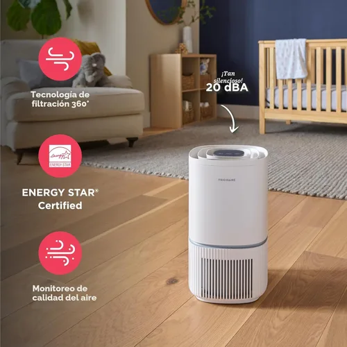 Miniatura 4 de Frigidaire PureA300 purificador de aire HEPA para dormitorios pequeños, cubre hasta 850 pies cuadrados, filtración de 3 etapas, certificación Energy