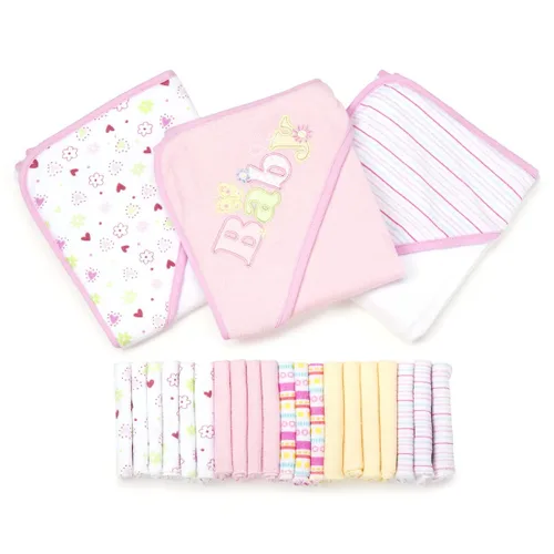 Miniatura 13 de Spasilk Baby - Juego de toallas con capucha y paños de baño para niñas y niños recién nacidos (23 unidades)