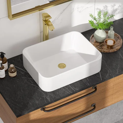 Miniatura 10 de Fregadero de baño rectangular negro de 16 pulgadas de ancho x 12 pulgadas de profundidad, fregaderos de cerámica para baño, lavabo moderno