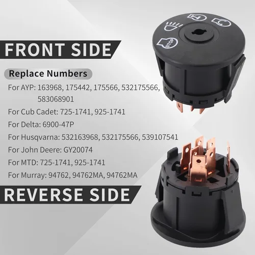 Miniatura 7 de Interruptor de encendido Tektall con llave de 7 terminales, reemplazo para John Deere L100 L105 L107 L108 L110 L111 L118 L120 L130 125 135 145 155c