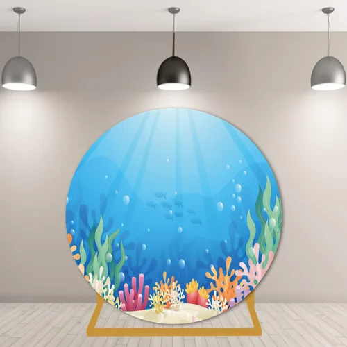 Miniatura 2 de Fondo redondo de poliéster bajo el mar de 4 pies (3.9 ft) para fotografía subacuática cubierta de fondo redondo de verano tema océano azul país