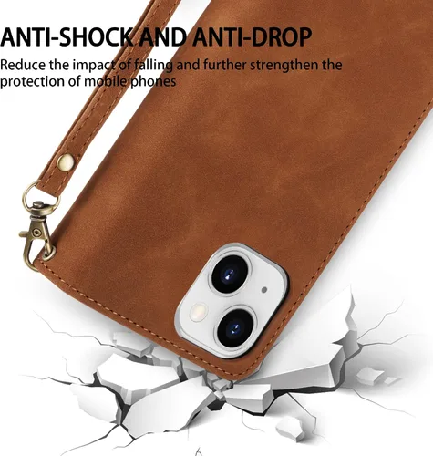 Miniatura 7 de ZZXX Funda tipo cartera para iPhone 14 Plus con [Bloqueo RFID] Ranura para tarjetas Cuero PU suave premium con cremallera tipo folio plegable