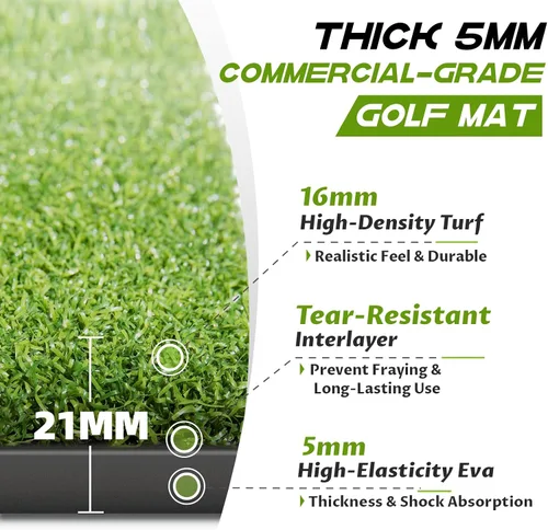 Miniatura 2 de Bltend Golf Mat: 5x4ft & 5x5ft Heavy-Duty Golf Hitting Mats Practice Outdoor/Indoor, Elite Dense Artificial Turf Matt Training Aid for