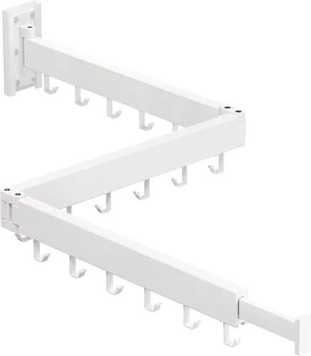 Miniatura 13 de HEILAIYI Estante de Secado de Ropa para Lavandería, Perchero de Ropa Montado en la Pared, Plegable, Retráctil, Plegable (Con Ganchos en Forma de J)