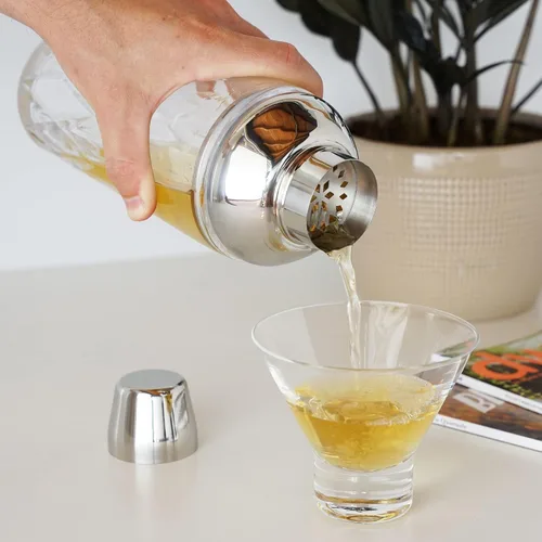 Miniatura 7 de Viski Admiral - Coctelera para cócteles fríos, Margarita, Whisky Sour, vaso de cristal cortado con tapa de acero inoxidable y colador, elegante