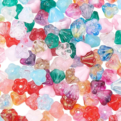 Miniatura 18 de LiQunSweet 100 cuentas de cristal checo transparentes de 10 colores, cuentas sueltas de hoja de trébol para hacer joyas y manualidades, 0.295 x