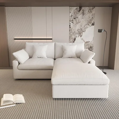 Miniatura 23 de WJShome Sofá Seccional Cloud Couch de 83 pulgadas para sala de estar, sofá seccional modular relleno de plumón, sofás en forma de L con otomana