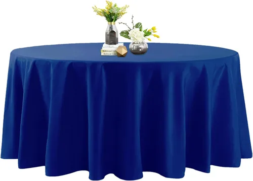 Miniatura 113 de Mantel de poliéster lavable de 90 pulgadas, resistente a las manchas y a las arrugas, mantel decorativo para mesa de comedor, fiestas de bufé y Negro