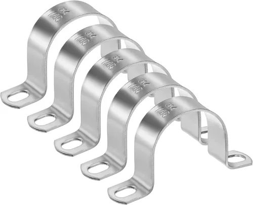 Miniatura 38 de M METERXITY Paquete de 3 abrazaderas de conducto, correa rígida de acero inoxidable 304 de 3-1/2 pulgadas M89 U con 2 agujeros