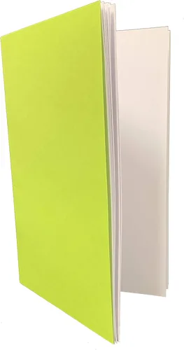 Miniatura 3 de Paquete de 50 folletos en blanco con cubierta verde lima brillante, 32 páginas sin rayas, sin rayas, con papel blanco de 24 libras de 8.5 x 5.5