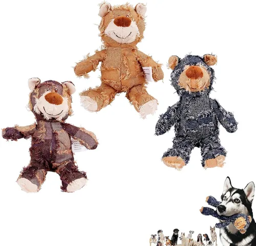 Miniatura 11 de Oso robusto indestructible 2023: juguete de peluche para perros, juguetes chirriantes indestructibles para perros, juguetes duraderos para D-A+B