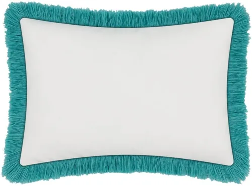 Miniatura 2 de JWH Funda de almohada con estampado de flores de pavo real azul y verde, funda de almohada decorativa de chenilla con borlas para cama, sala