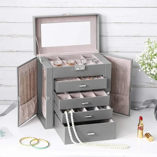 Miniatura 8 de ANWBROAD Joyero con cajones extraíbles para mujer organizador de joyas grande de diferentes maneras para todas tus joyas estuche de joyería