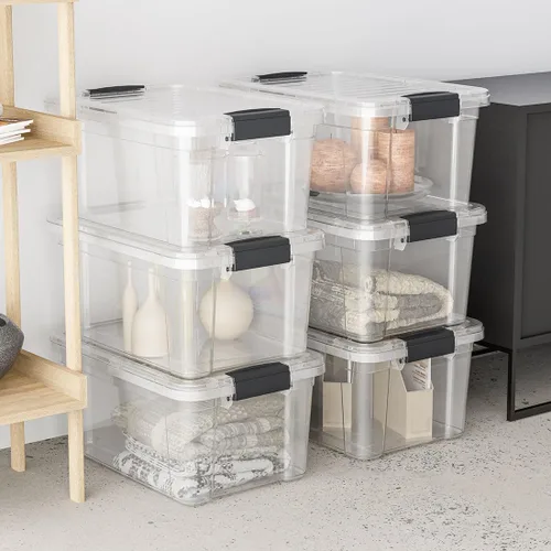 Miniatura 7 de Superio Caja de Almacenamiento Transparente con Tapa, Contenedores de Plástico de 1.85 Quart para Organizar, Cajas Apilables, Libres de BPA, No