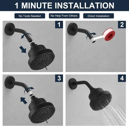 Miniatura 7 de Cabezal de ducha filtrado negro mate, alta presión, 7 modos, con filtro para agua dura, repuesto ajustable, elimina cloro y sustancias nocivas, ABS