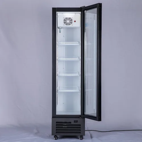 Miniatura 4 de Refrigerador comercial de bebidas, refrigerador de 6 pies cúbicos, pequeño y delgado con puerta de vidrio individual, enfriador de bebidas