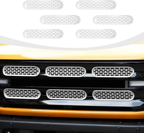 Miniatura 11 de RAZPOY Para insertos de parrilla de malla Bronco, 6 piezas de cubierta protectora de rejilla frontal con clip compatible con accesorios exteriores