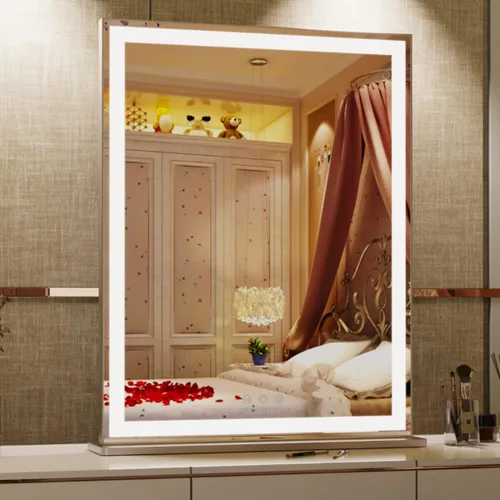 Miniatura 13 de ANYHI Hollywood Espejo de maquillaje con luces, espejo grande iluminado para tocador, espejo de escritorio/pared con luces, pantalla táctil