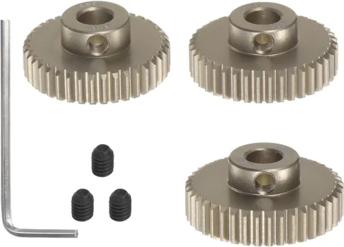 HARFINGTON 48P 7075 Aluminio Piñón Motor Gear Set 3pcs 38T 39T 40T Fit 0.197 in RC Motor Eje 48 engranajes de paso para coche RC, con llave hexagonal