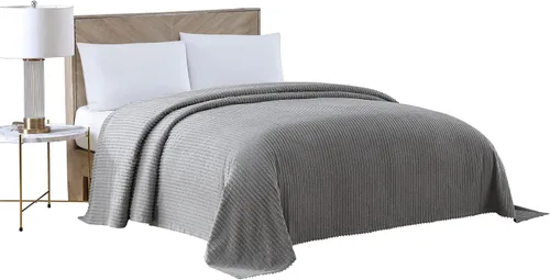 Miniatura 10 de Beatrice Home Fashions Colcha de chenilla de canal, matrimonial, color azul