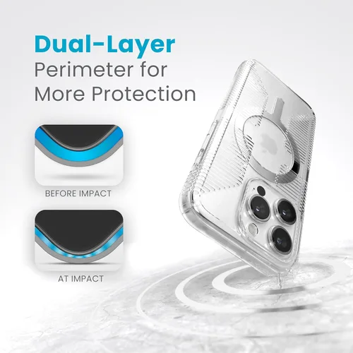 Miniatura 4 de Funda transparente Speck para iPhone 15 Pro - Delgada, diseñada para MagSafe, protección contra caídas con agarre - resistente a rayones