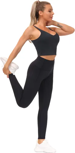 Miniatura 6 de The GYM People - Leggings de entrenamiento con control de abdomen y bolsillos pantalones de yoga atléticos de cintura alta para mujeres que corren