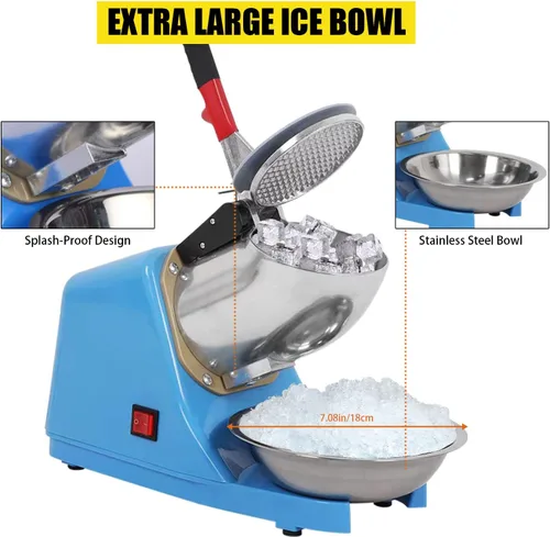 Miniatura 4 de Trituradora de hielo eléctrica de 110 V, máquina portátil de acero inoxidable de 4 cuchillas para hielo afeitada, máquina de hielo afeitado de 300 W