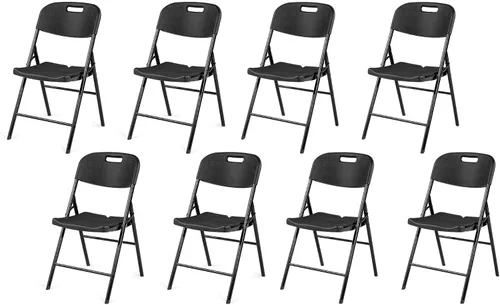 Miniatura 10 de Outvita 4 sillas plegables, 2 niveles moldeadas de plástico resistente para exteriores, fáciles de plegar y almacenar, adecuadas para interiores