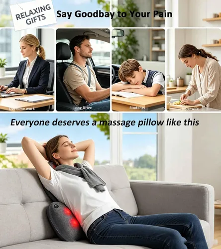 Miniatura 8 de Almohada masajeadora de espalda para aliviar el dolor de tejido profundo, masajeador Shiatsu de cuello y hombros con calor, almohada de masaje