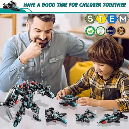 Miniatura 2 de MOONTOY Juego de 577 juguetes de construcción de robot STEM 25 en 1, bloques de construcción, ladrillos, vehículos de construcción, regalos