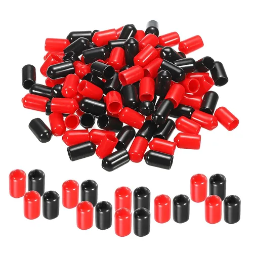Miniatura 49 de MECCANIXITY 50 unids tapas de goma Surtido de 0.079 in PVC vinilo tornillo rosca protector para tornillo tornillo negro rojo