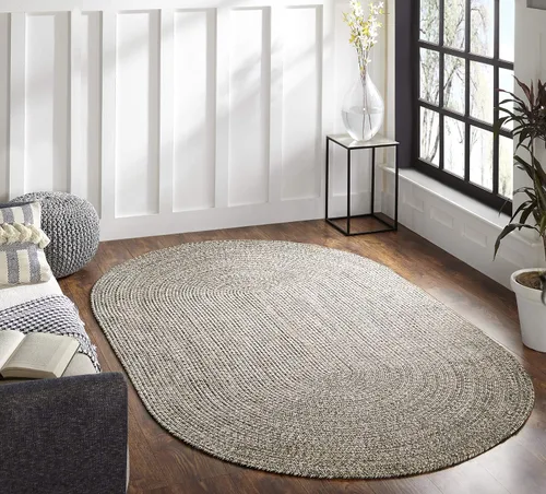 Miniatura 54 de BNM - Alfombra ovalada bohemia para interiores y exteriores con patrón trenzado sólido, perfecta para patio trasero, patio, oficina, sala de estar
